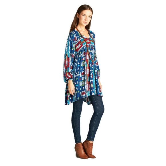 Velzera Geometric V-Neck Dress, Multi-Color - Picture 4 of 4